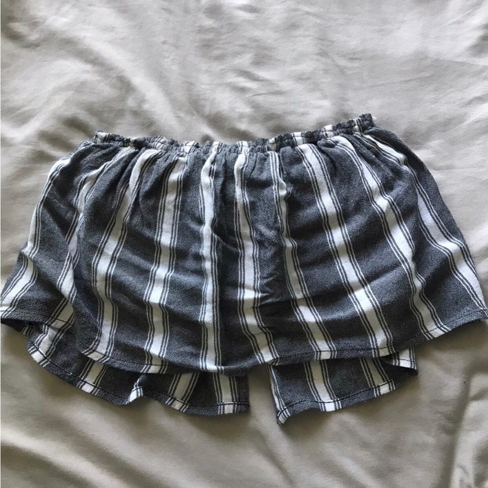 Grey and white striped tube top